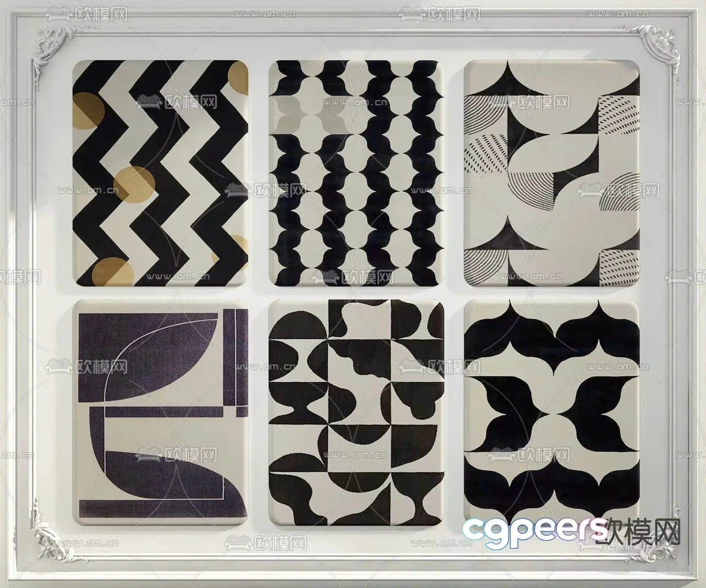 Black and white carpet Square carpet 3d model