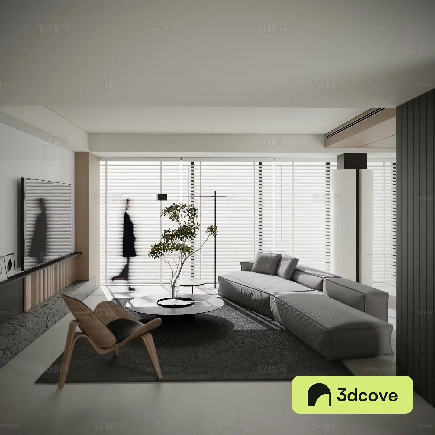 Modern light luxury living room Italian mix and match venetian blinds sofa coffee table combination large flat layer design