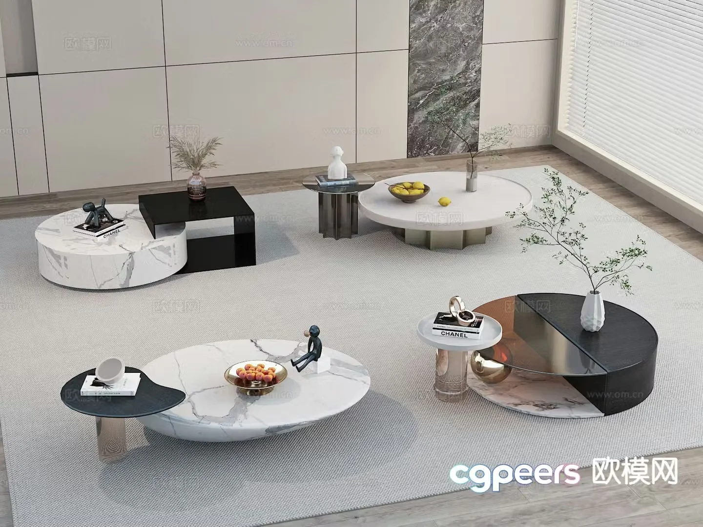 Mother and son coffee table marble coffee table 3d model
