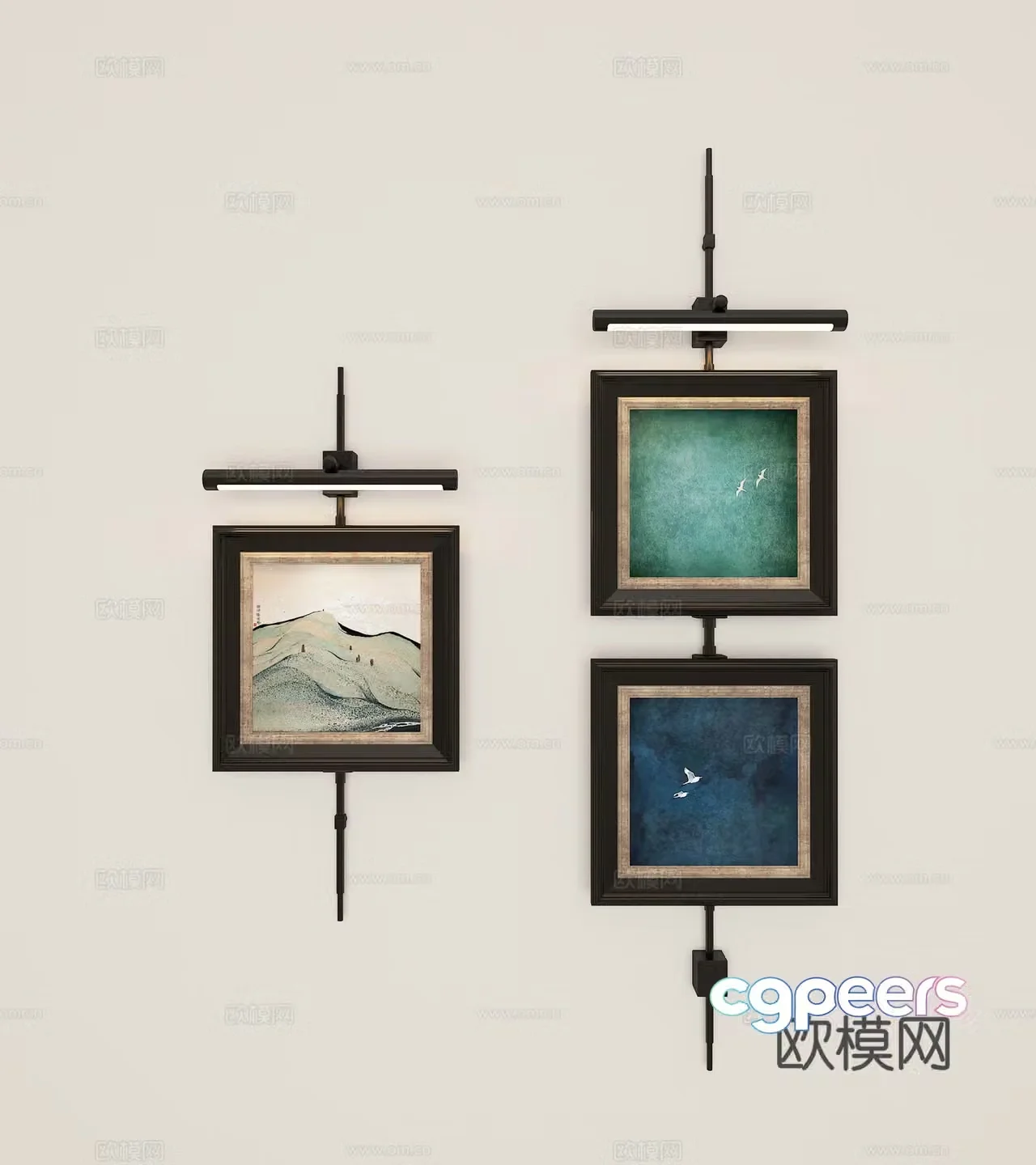 Modern retro wall lamp hanging painting 3d model