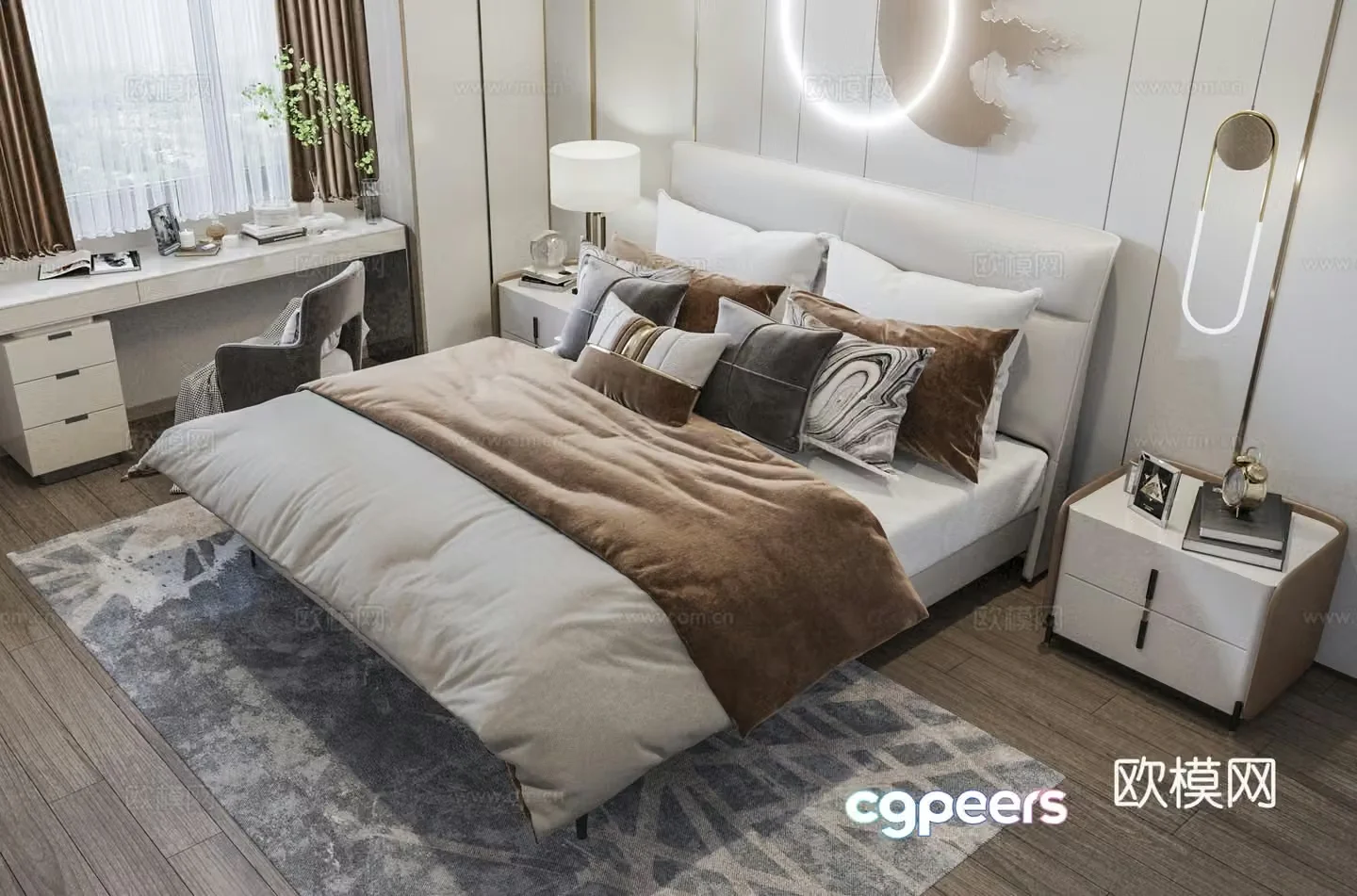 Modern double bed 3d model