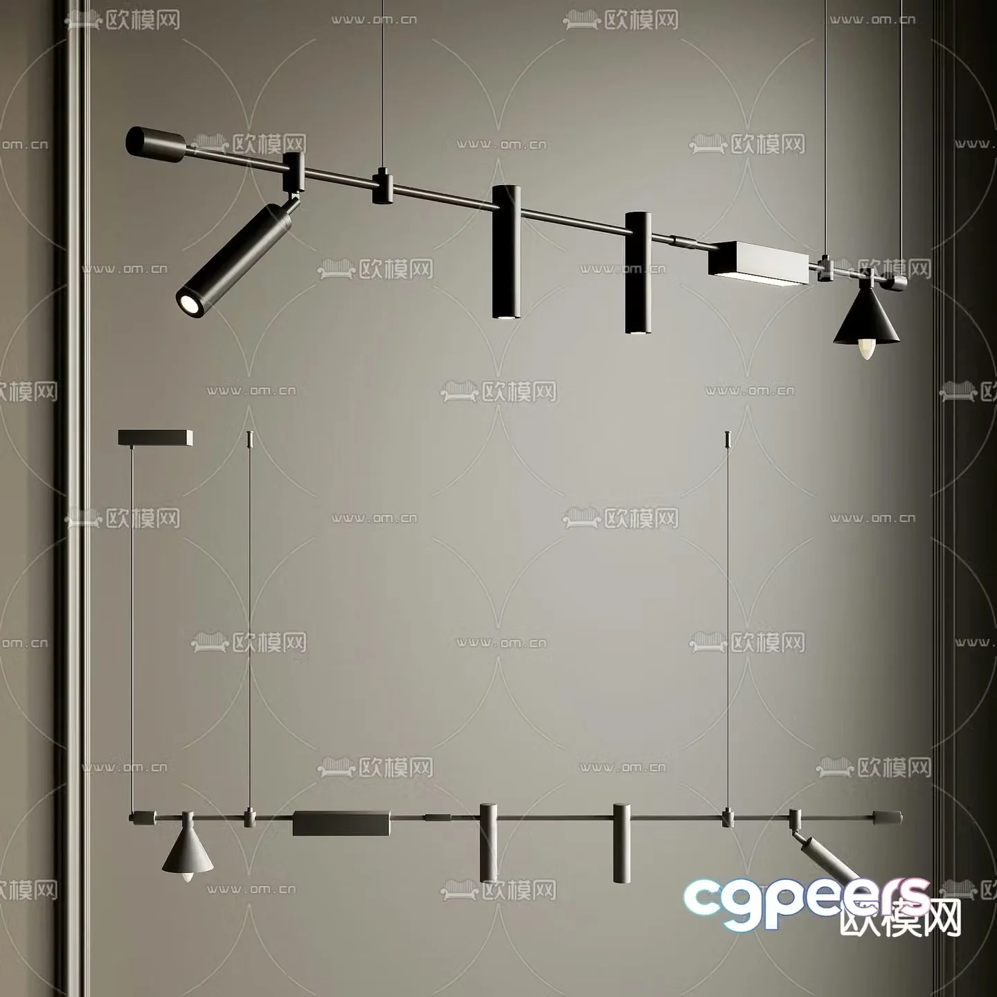 Modern Chandeliers Long Strip Chandeliers Restaurant Chandeliers 3D Model