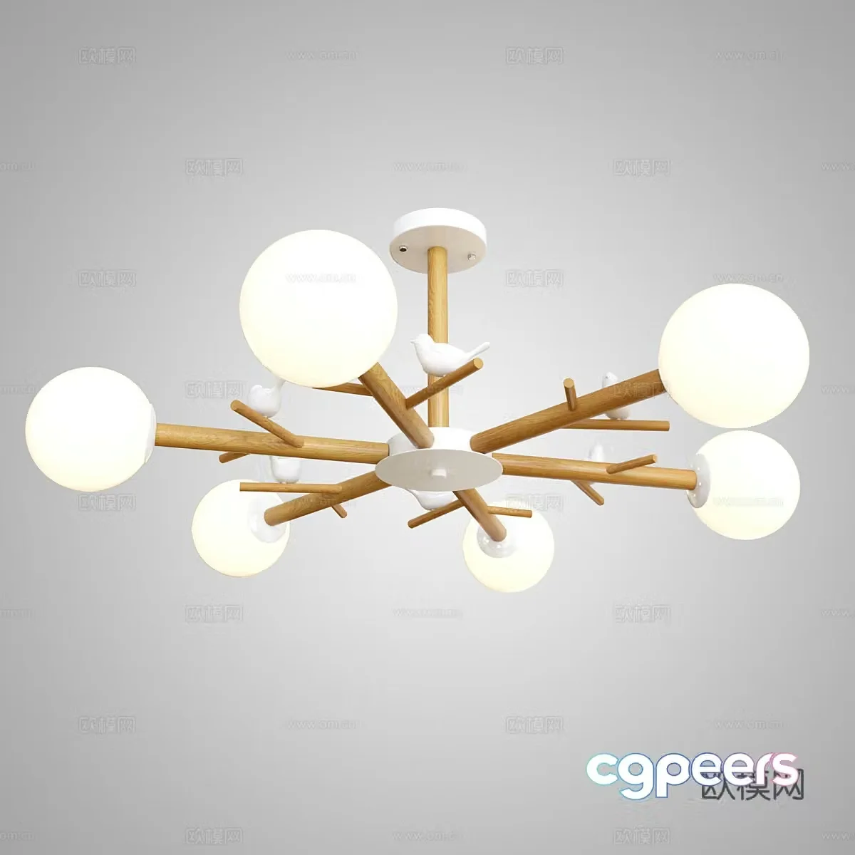 Modern Nordic log children’s room chandelier 3d model