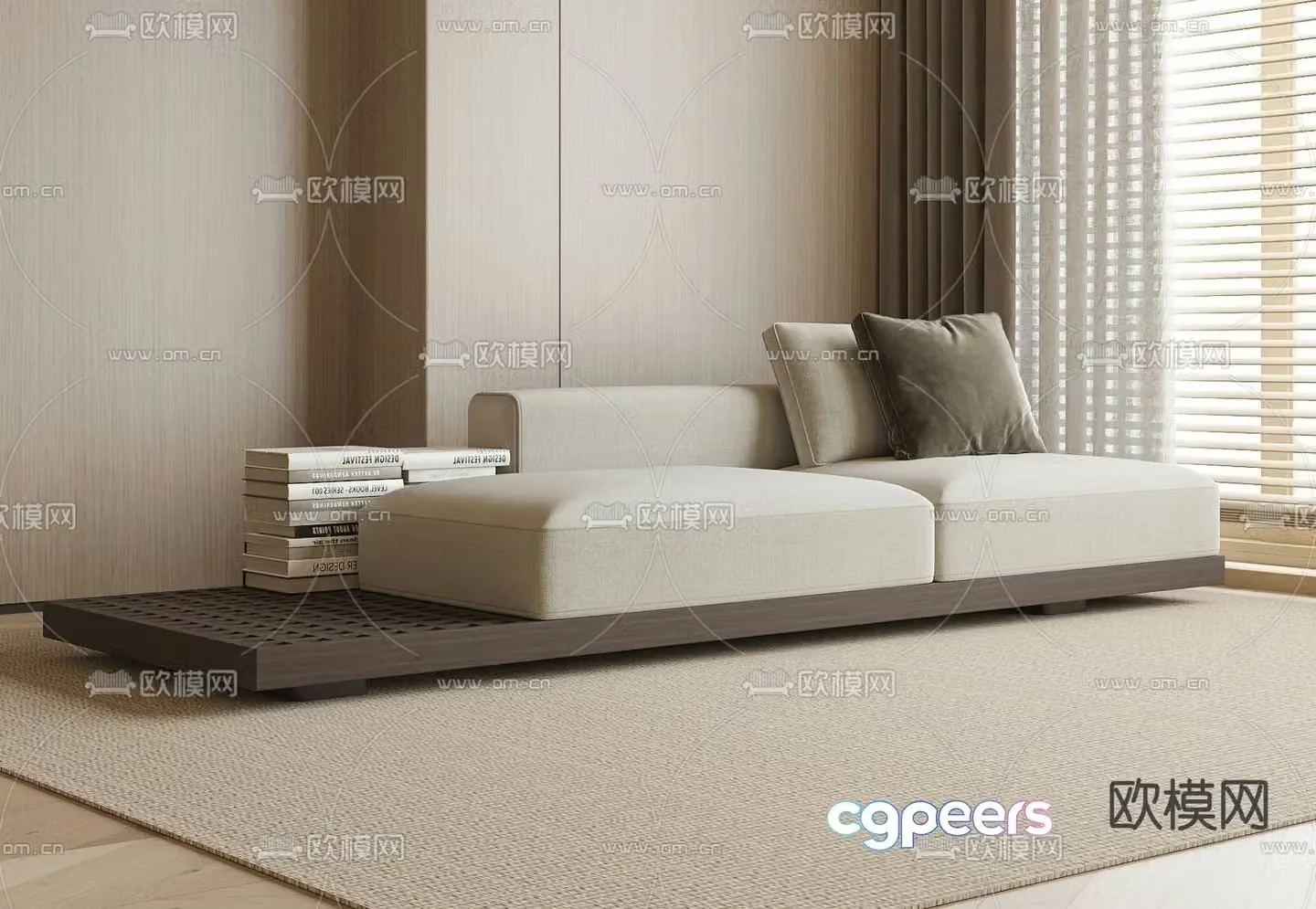 Double sofa upholstered sofa 3d model