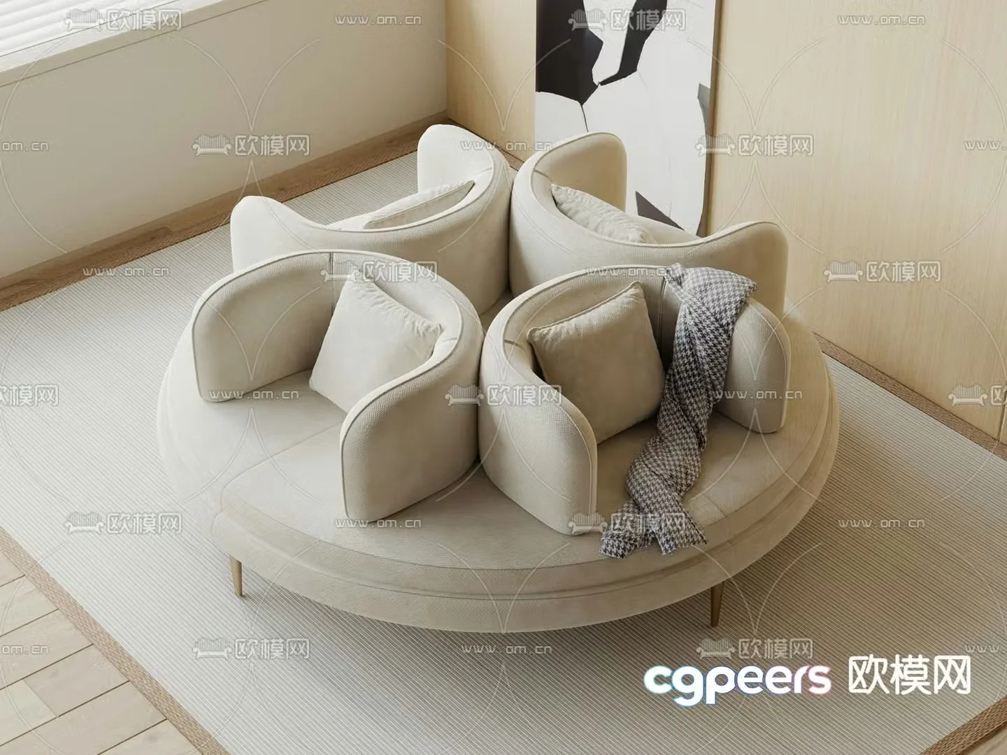 Round sofa booth sofa 3d model