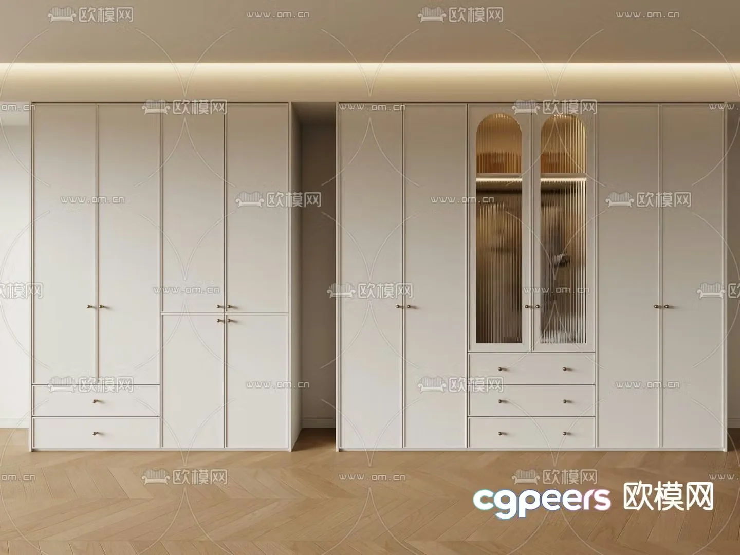 Cream style wardrobe wardrobe 3d model