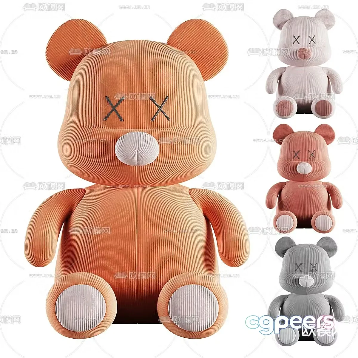 Doll Bear Cartoon Bear Doll Ragdoll Plush Toy 3D Model