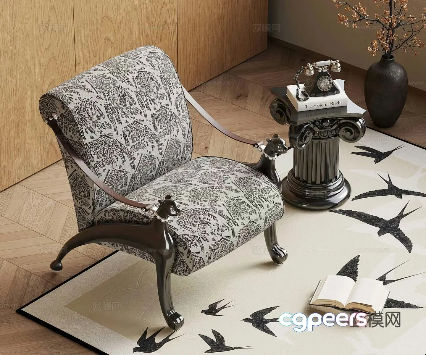 French casual chair lazy sofa side 3D model