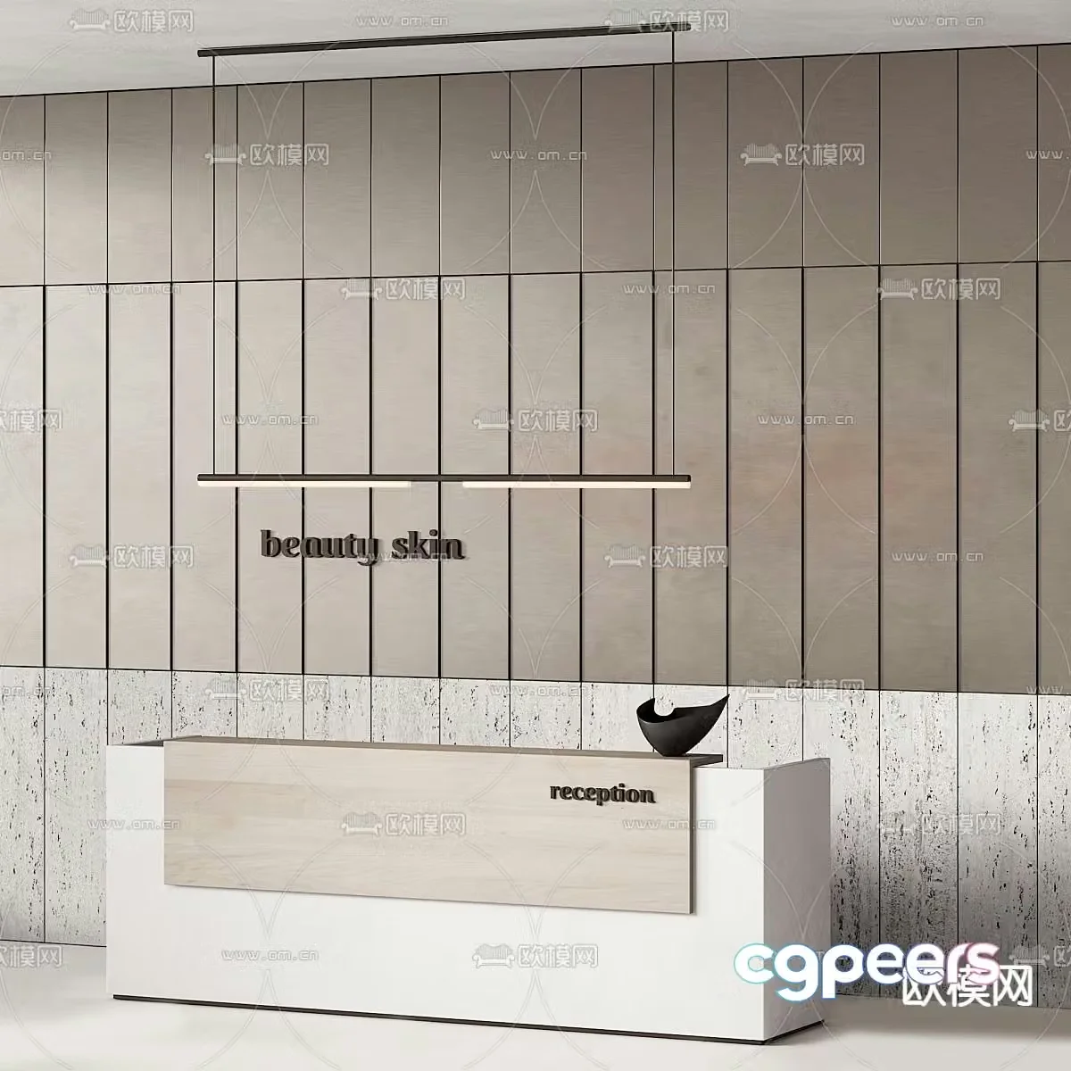 Front desk reception desk service desk 3d model