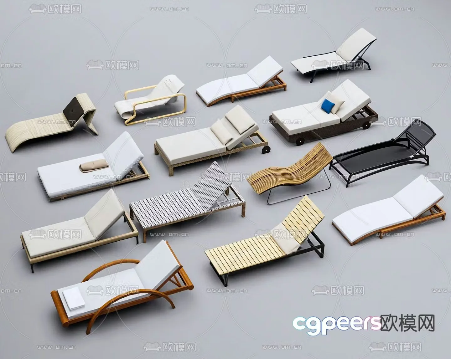 Modern beach chair outdoor lounge chair 3d model