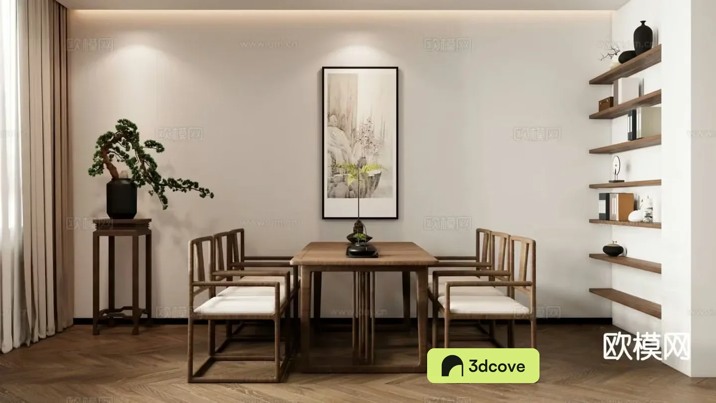 New Chinese style tea table and chairs wooden table