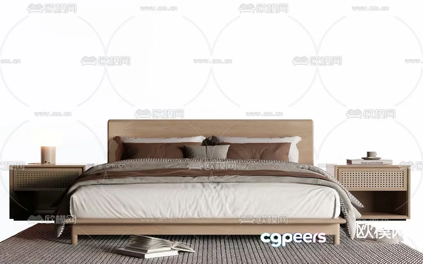 Wabi-sabi double bed 3d model
