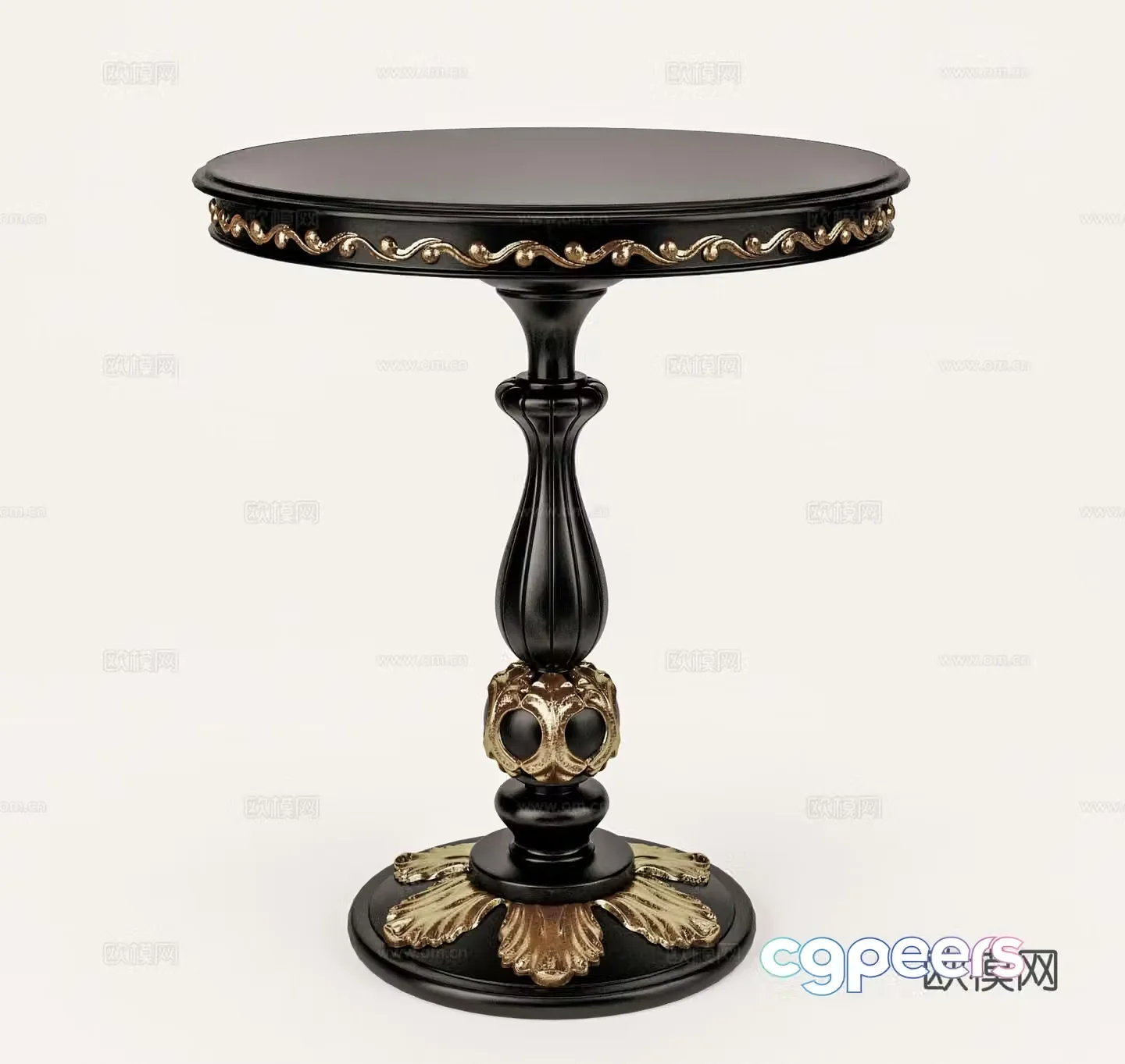 European coffee table retro round table 3D model