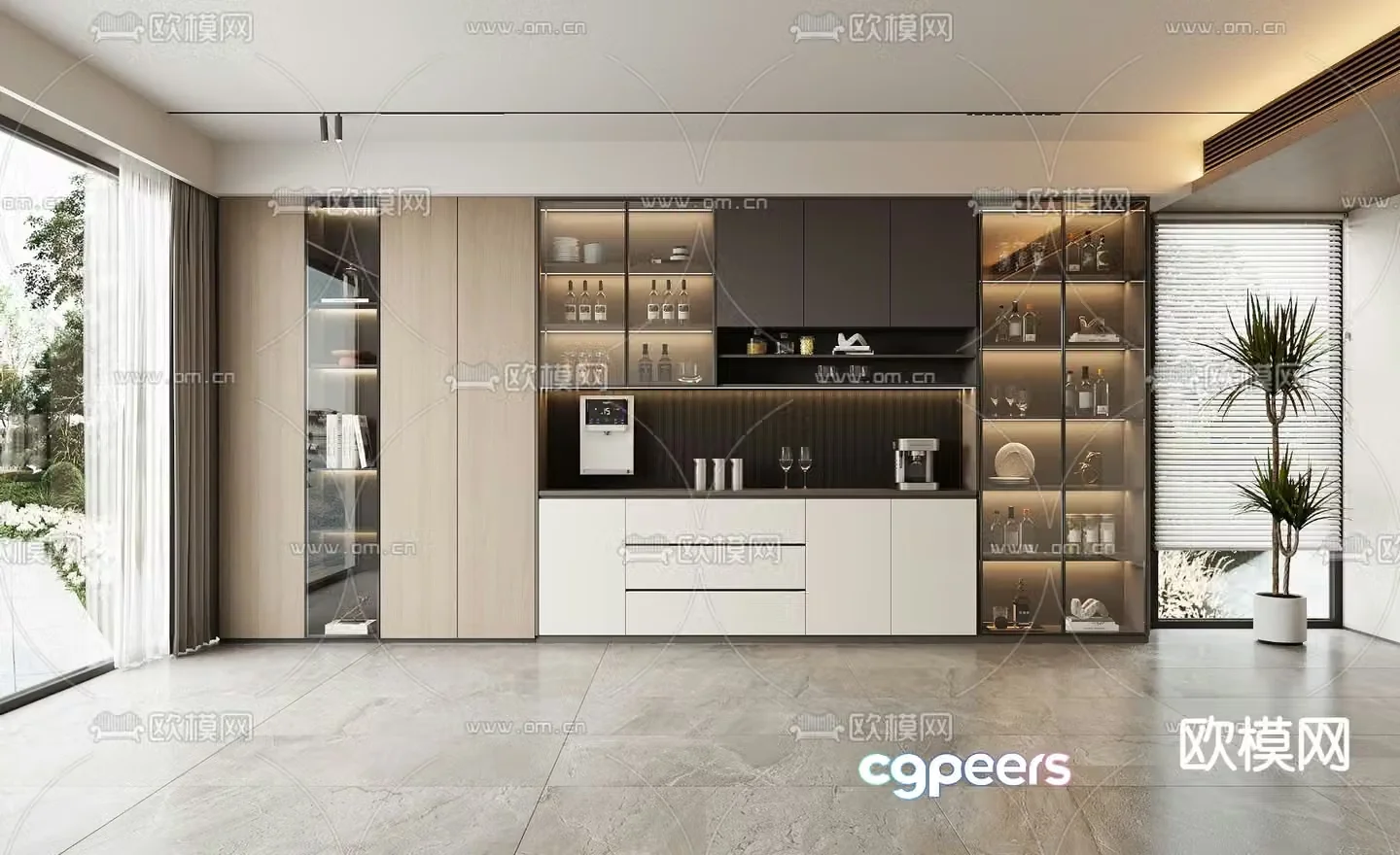 Modern wine cabinet sideboard 3d model