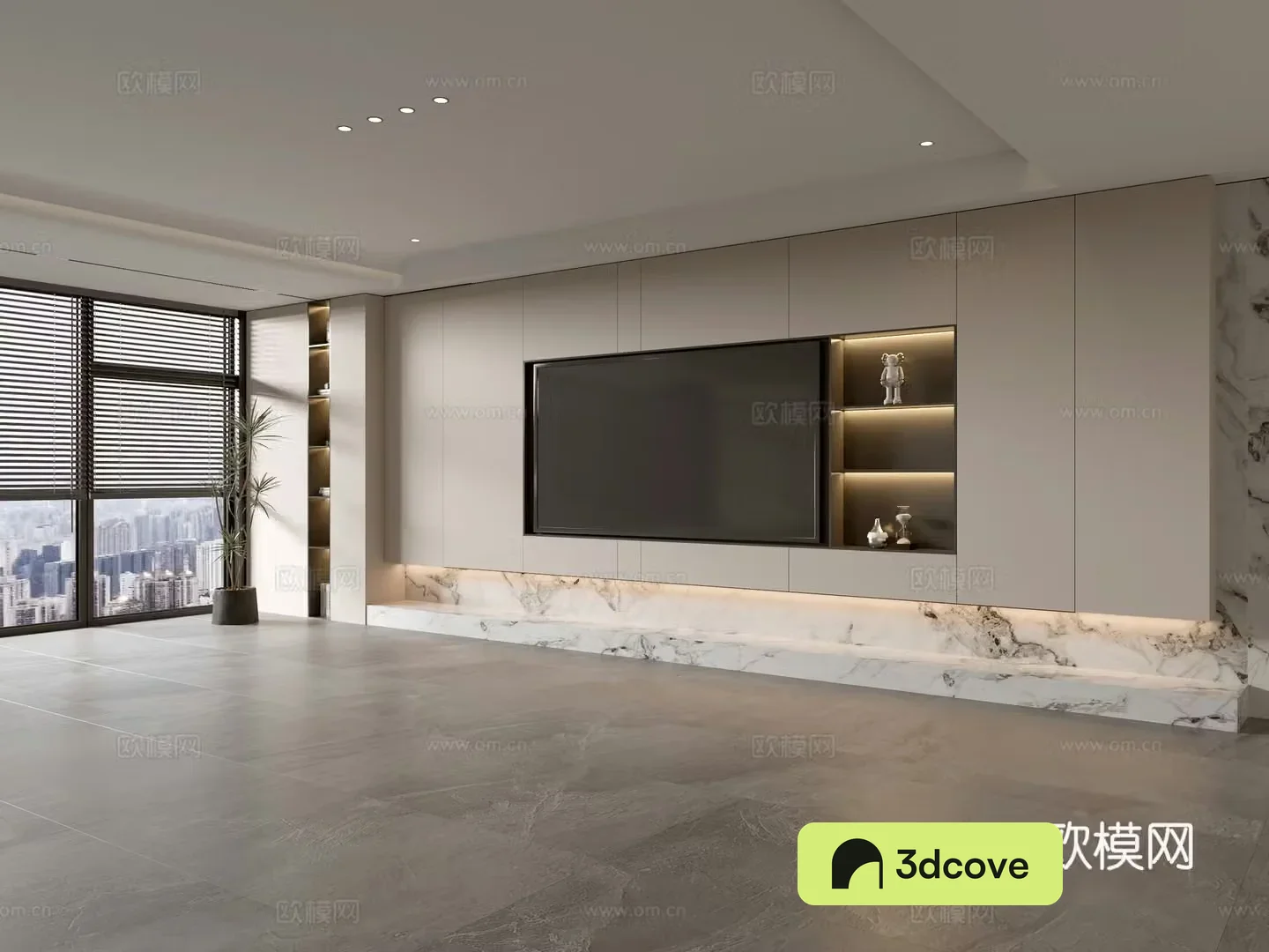 Modern Italian living room light luxury TV background wall full wall TV cabinet