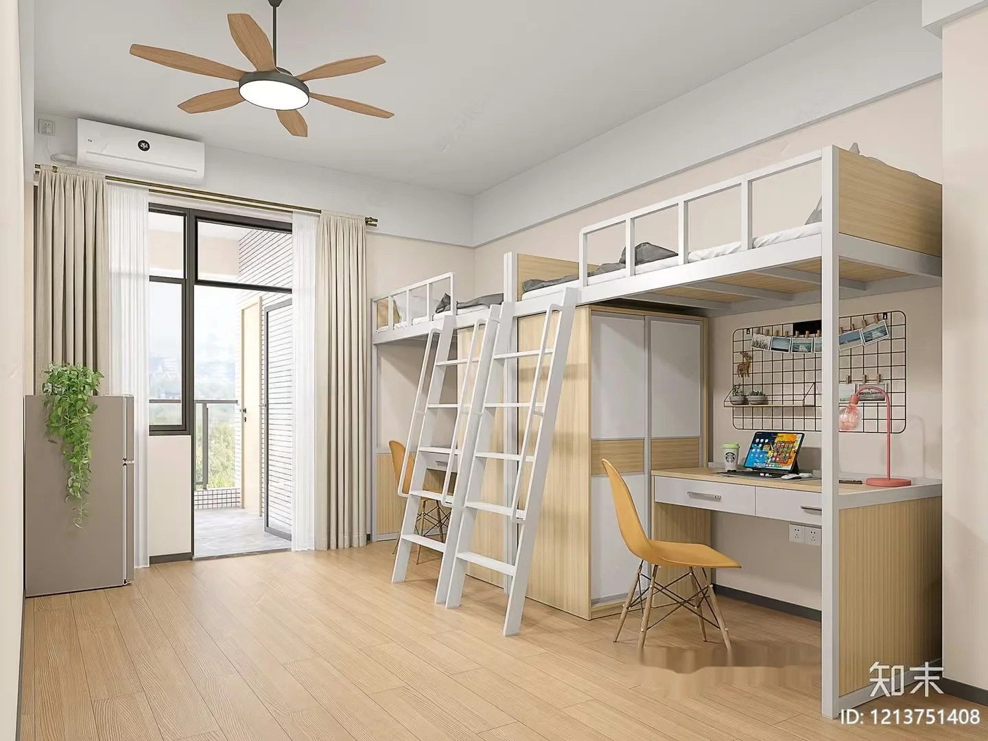 Modern Loft Bed 3D Model – 12563 – VRAY Render
