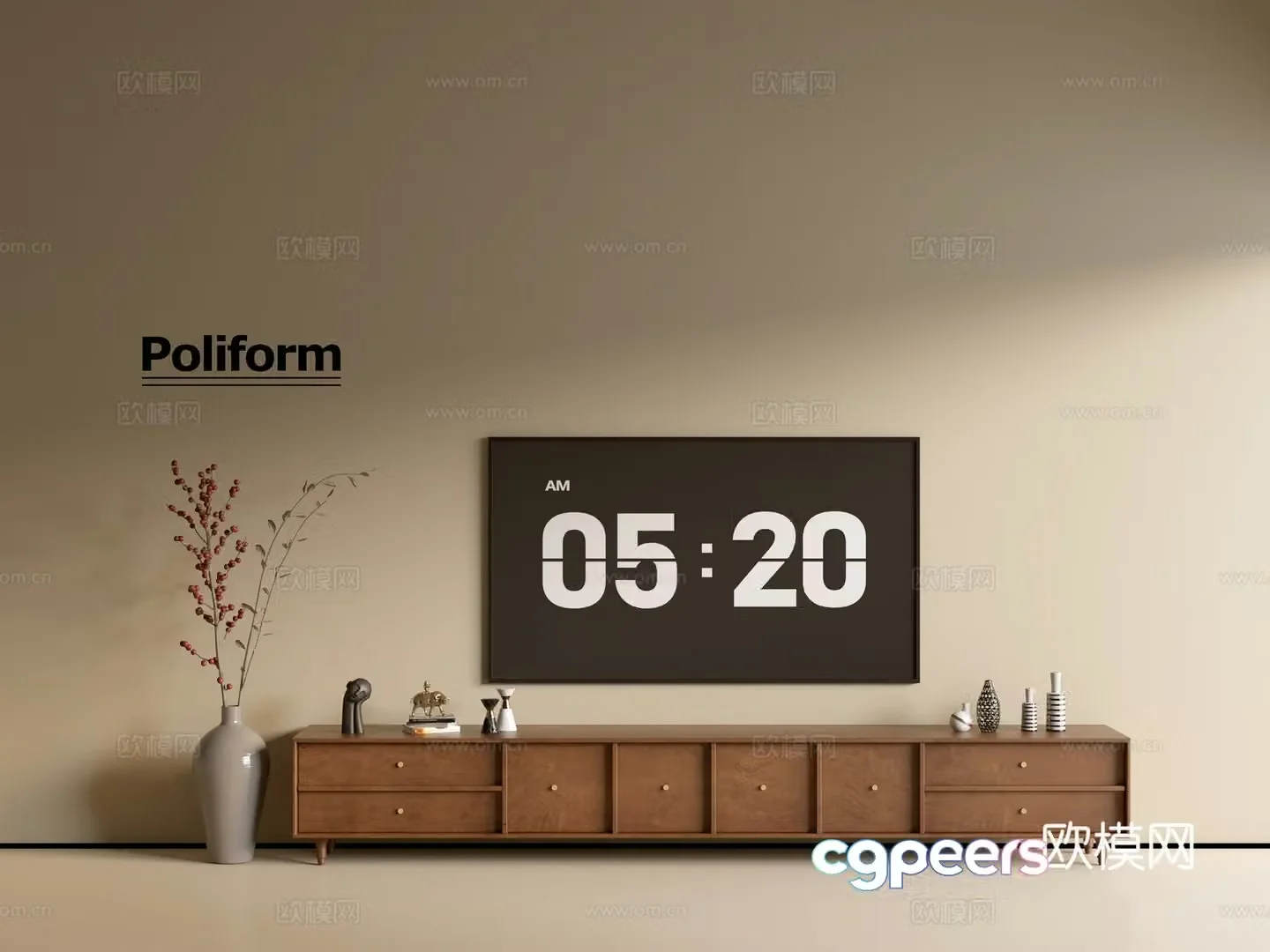 Modern wood grain TV cabinet simple side cabinet chest of drawers low cabinet whole cabinet side cabinet balcony 3D model