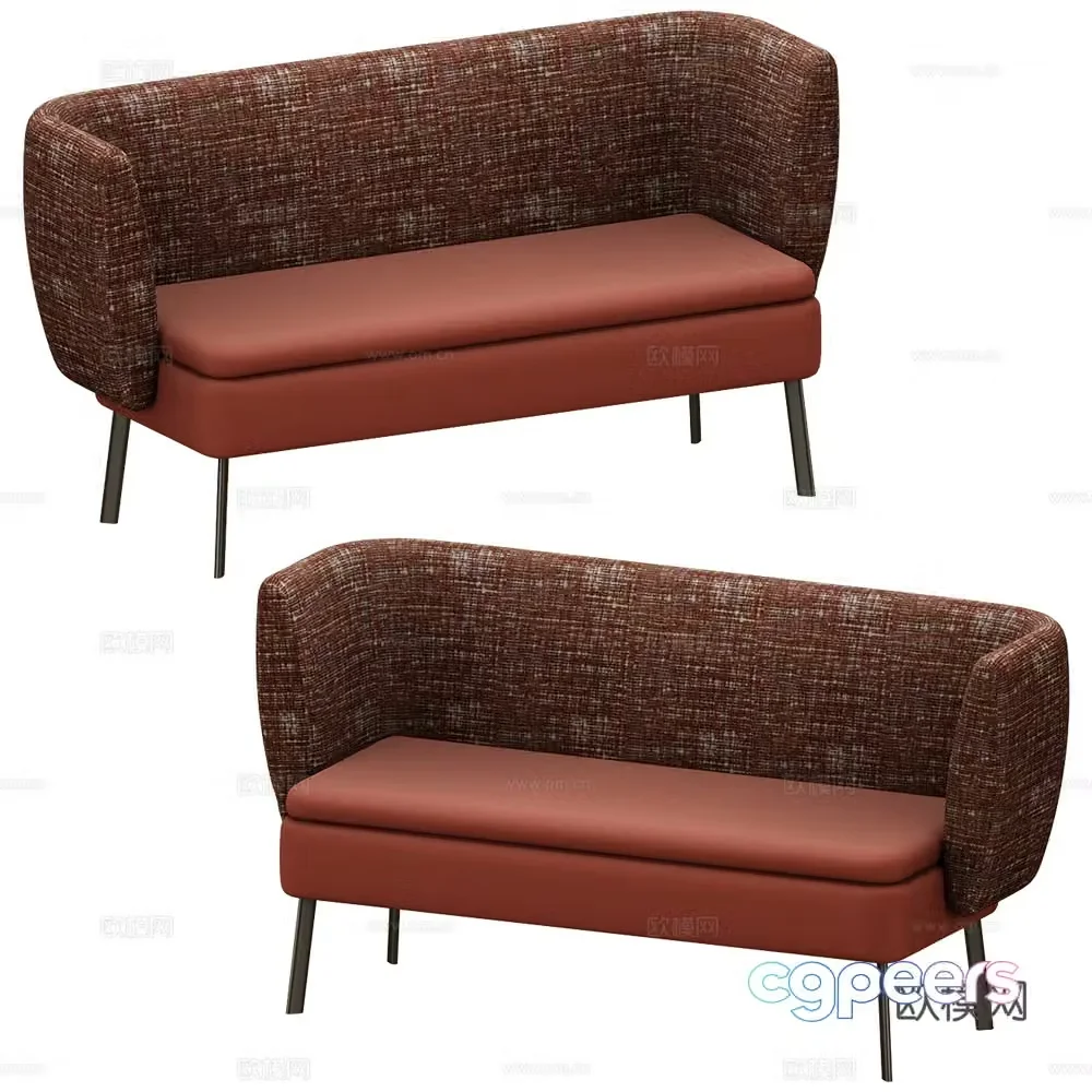 Modern red double sofa 3d model