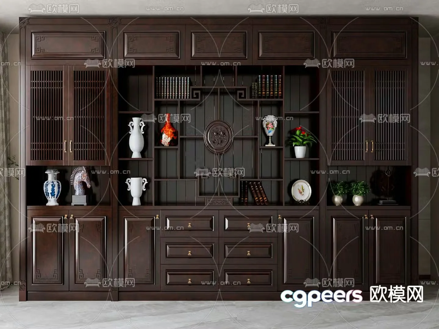 Chinese style decorative cabinet display cabinet display cabinet 3d model