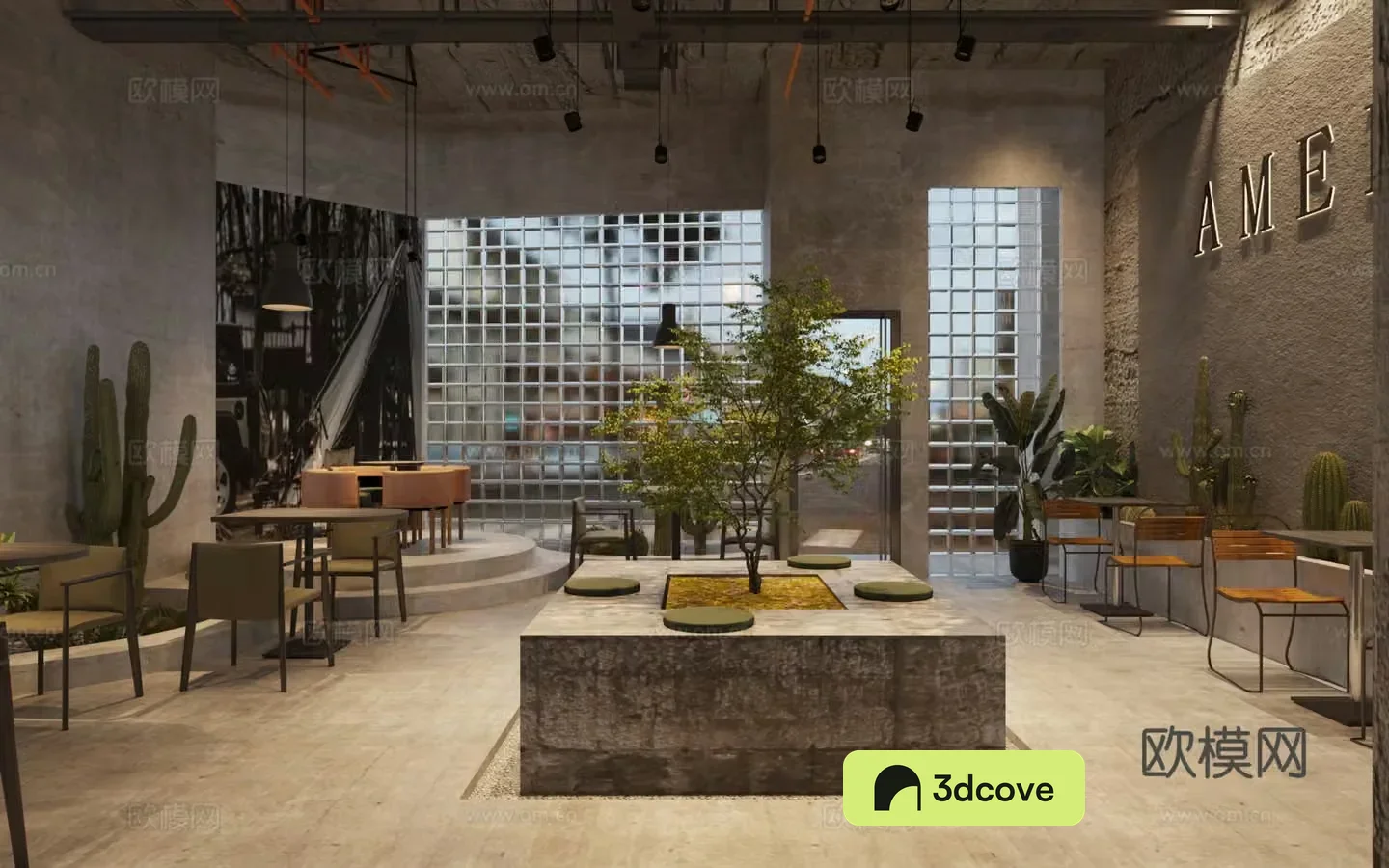 Industrial style coffee shop Industrial style milk tea shop Coffee table and chair Milk tea shop table and chair Coffee shop center