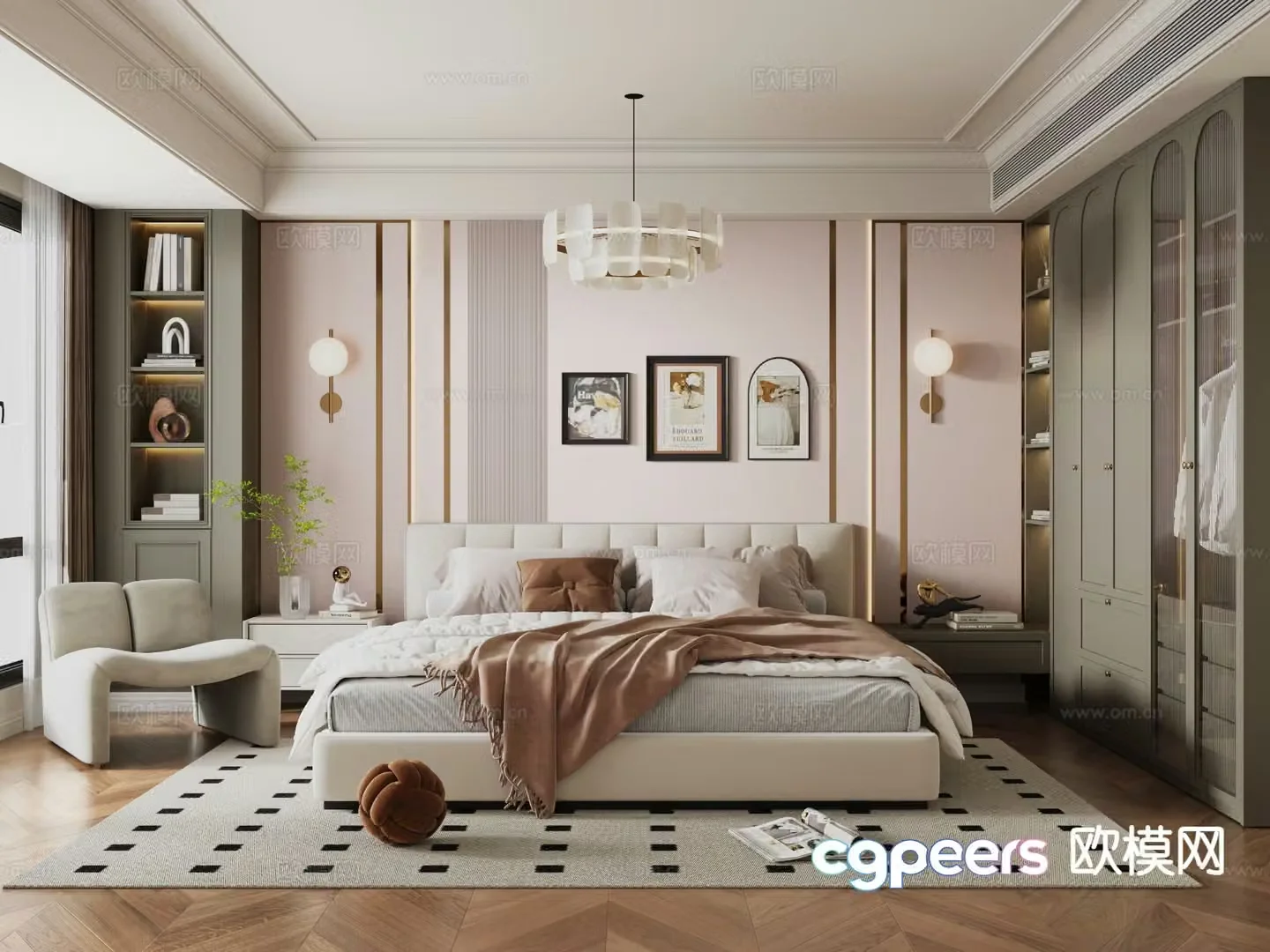 Cream style bedroom master bedroom 3d model