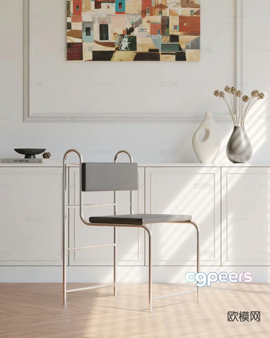 Modern chair dining chair single chair 3d model