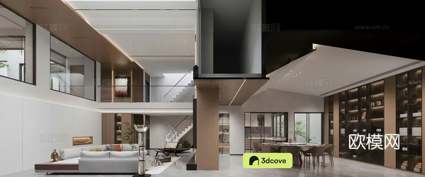Modern living and dining room
