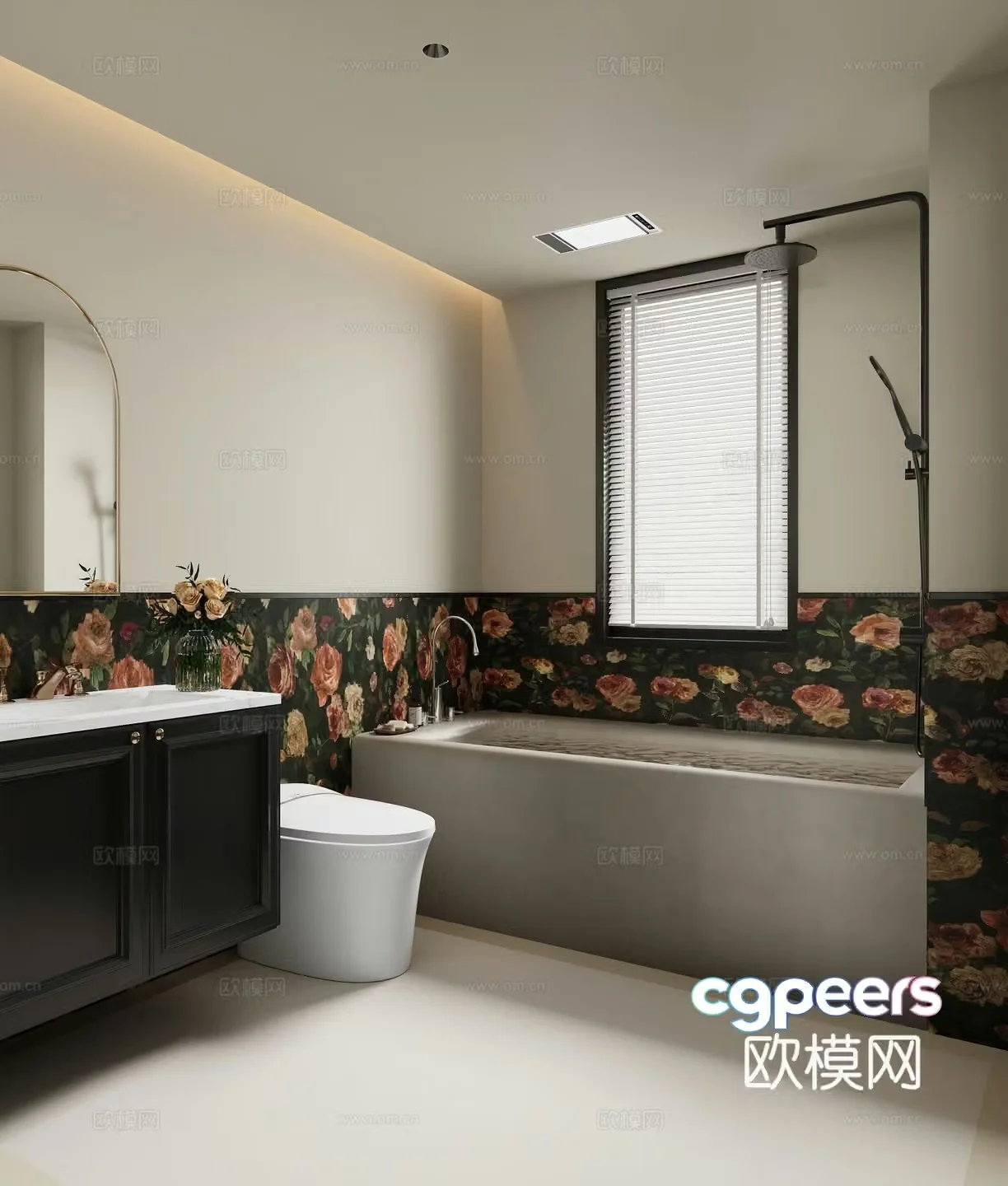 French cream style minimalist style bathroom 3d model