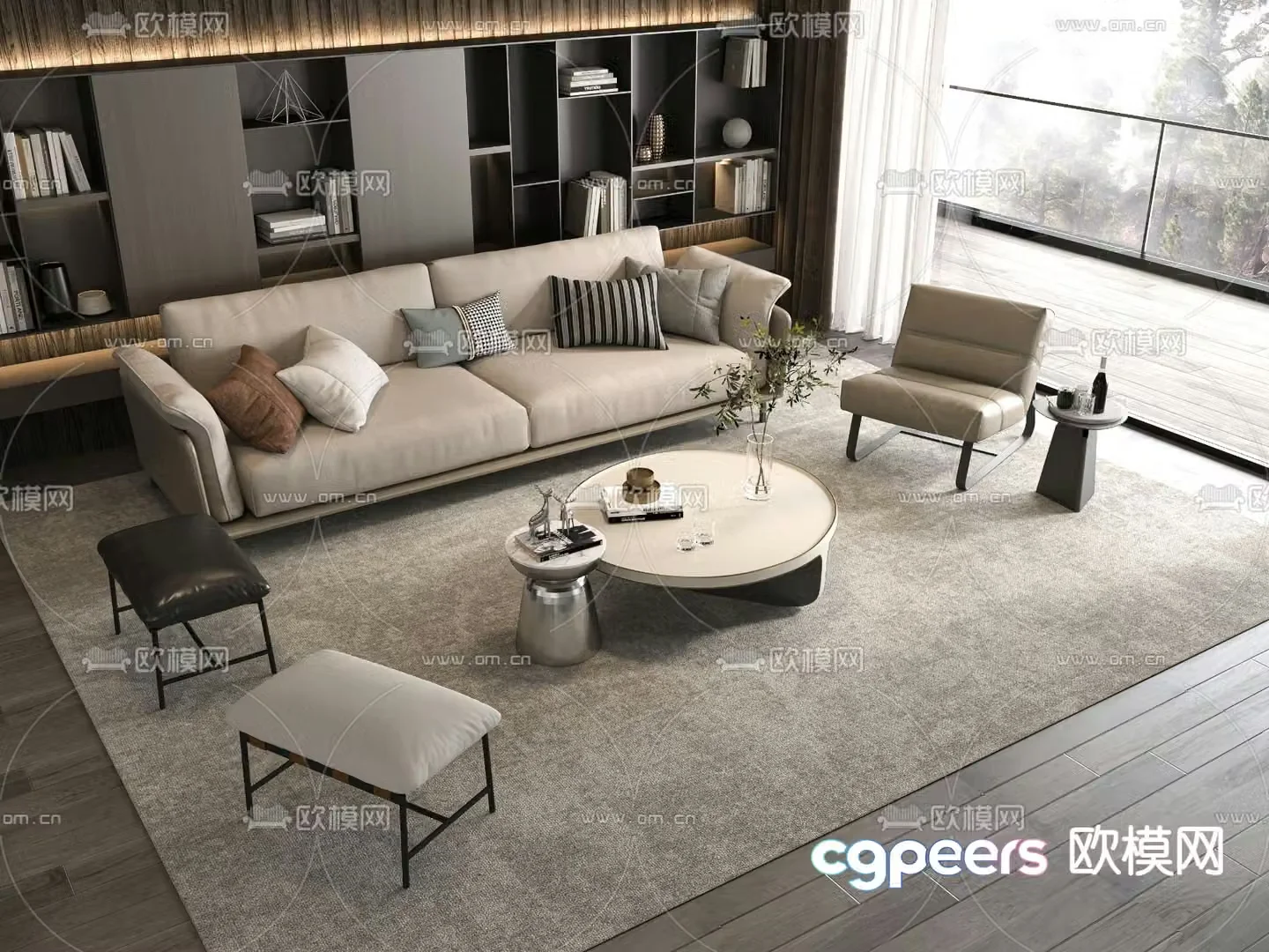Modern sectional sofa 3d model
