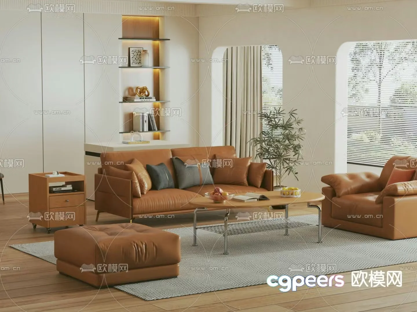 Cream style modular sofa 3d model