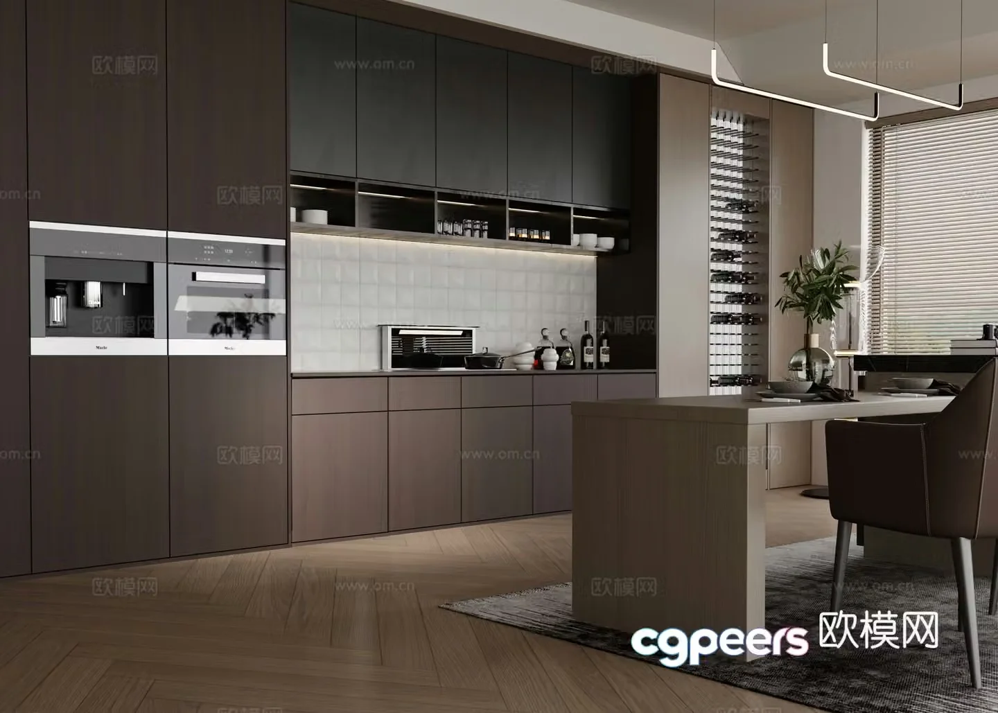 Modern light luxury restaurant 3D model