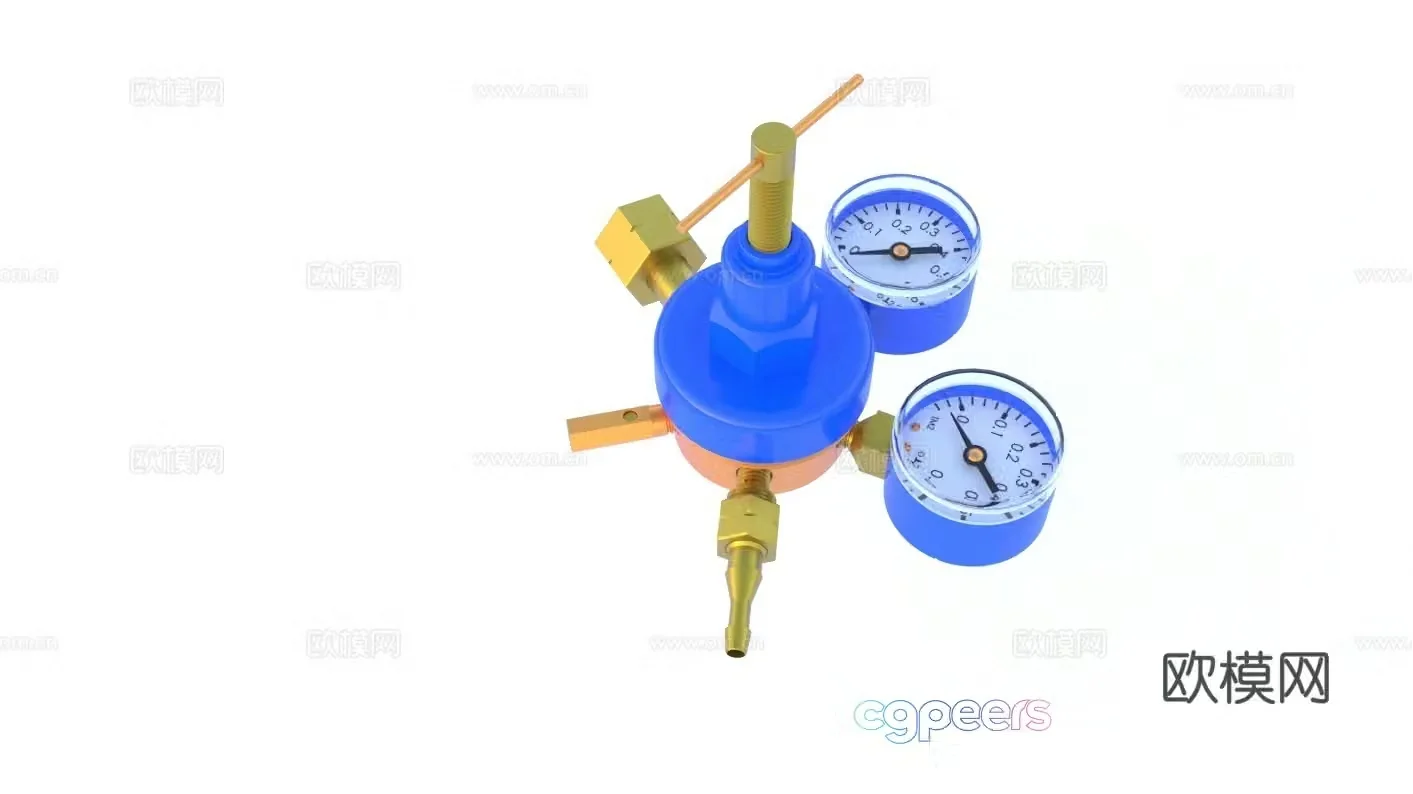 Oxygen regulator Pressure gauge Pressure gauge instrument panel Instrument equipment Adjustment equipment 3D model