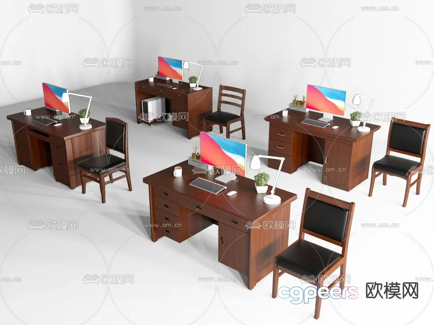 Office desk and chair desk table 3d model