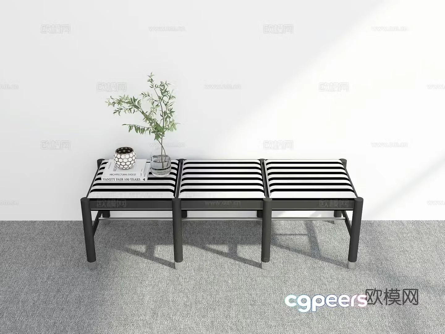 Modern bed stool 3d model