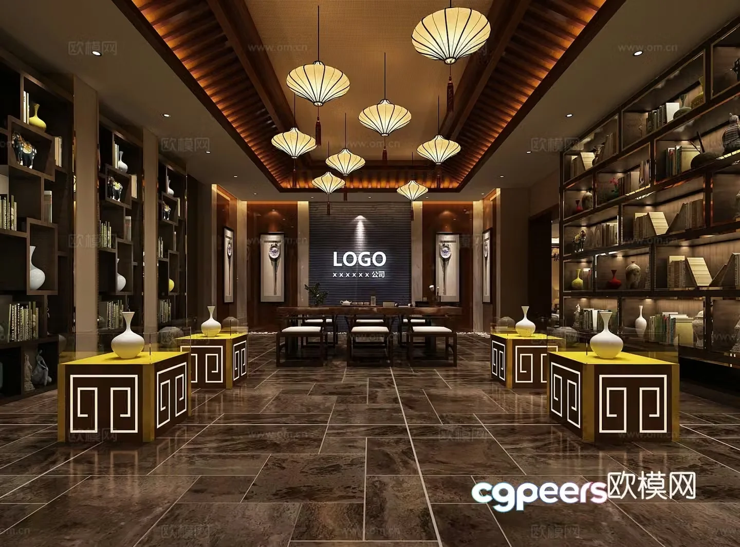 New Chinese teahouse teahouse hall 3d model