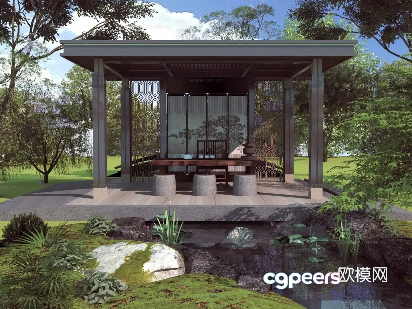 New Chinese -style pavilion 3D model