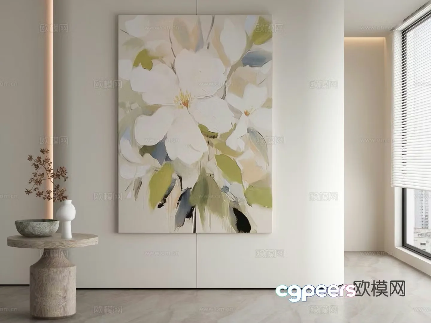 Modern decorative painting flower hanging painting oil painting 3d model
