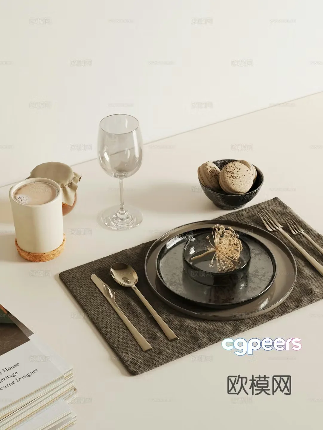 Tableware Modern tableware Western tableware Tableware Dish Knives and forks Food and Coffee 3D Model