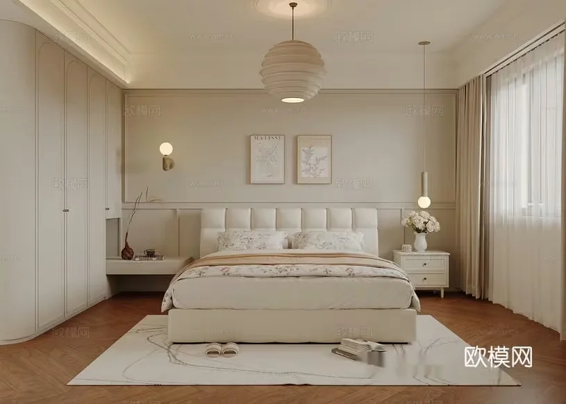 Modern White Bedroom 3D Model – 4044 – VRAY Render