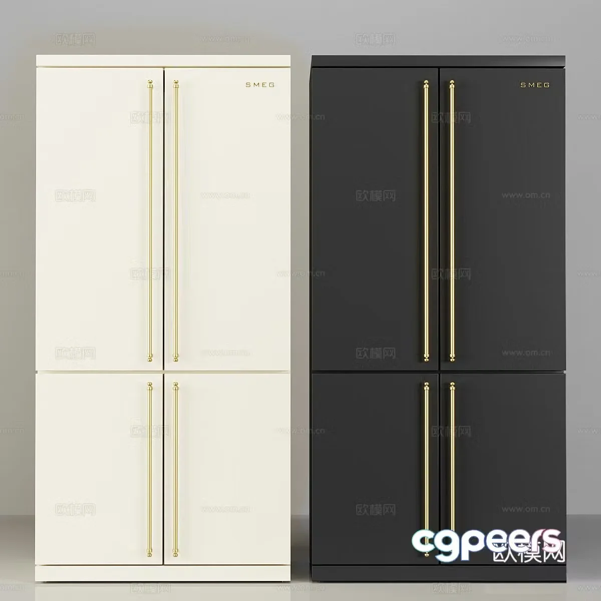 Household refrigerator double door refrigerator 3d model