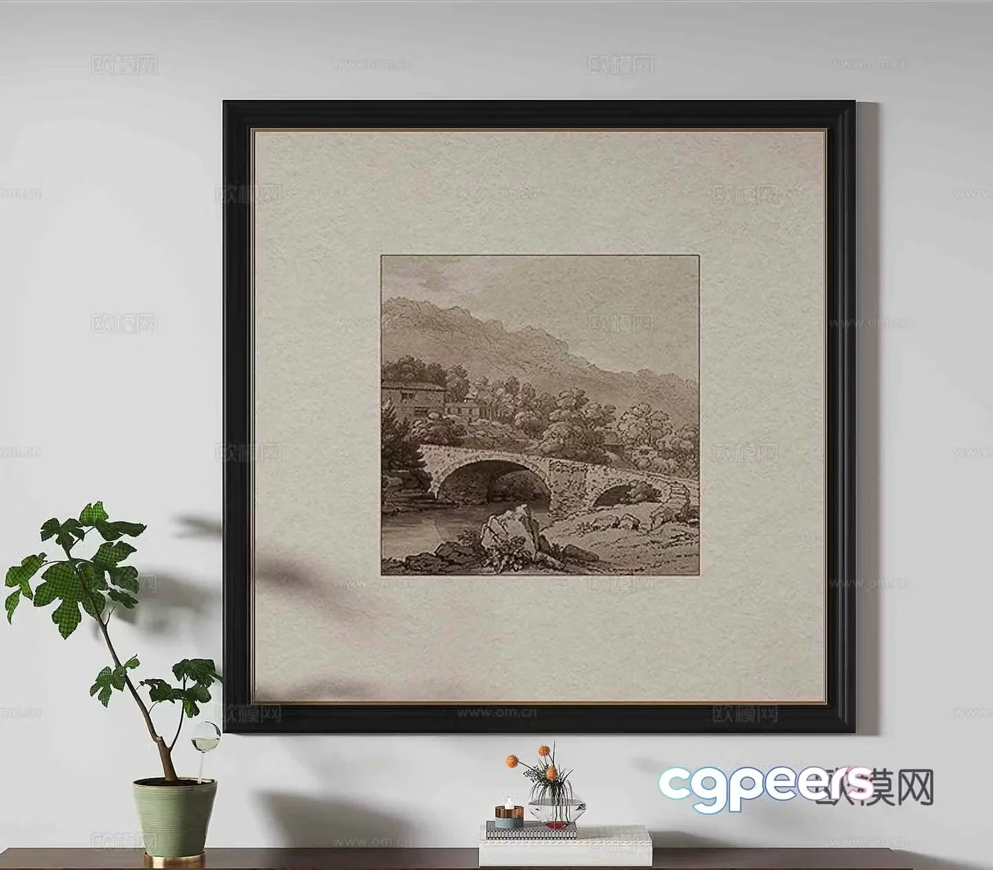 Simple European decorative painting architectural painting hanging painting 3D model
