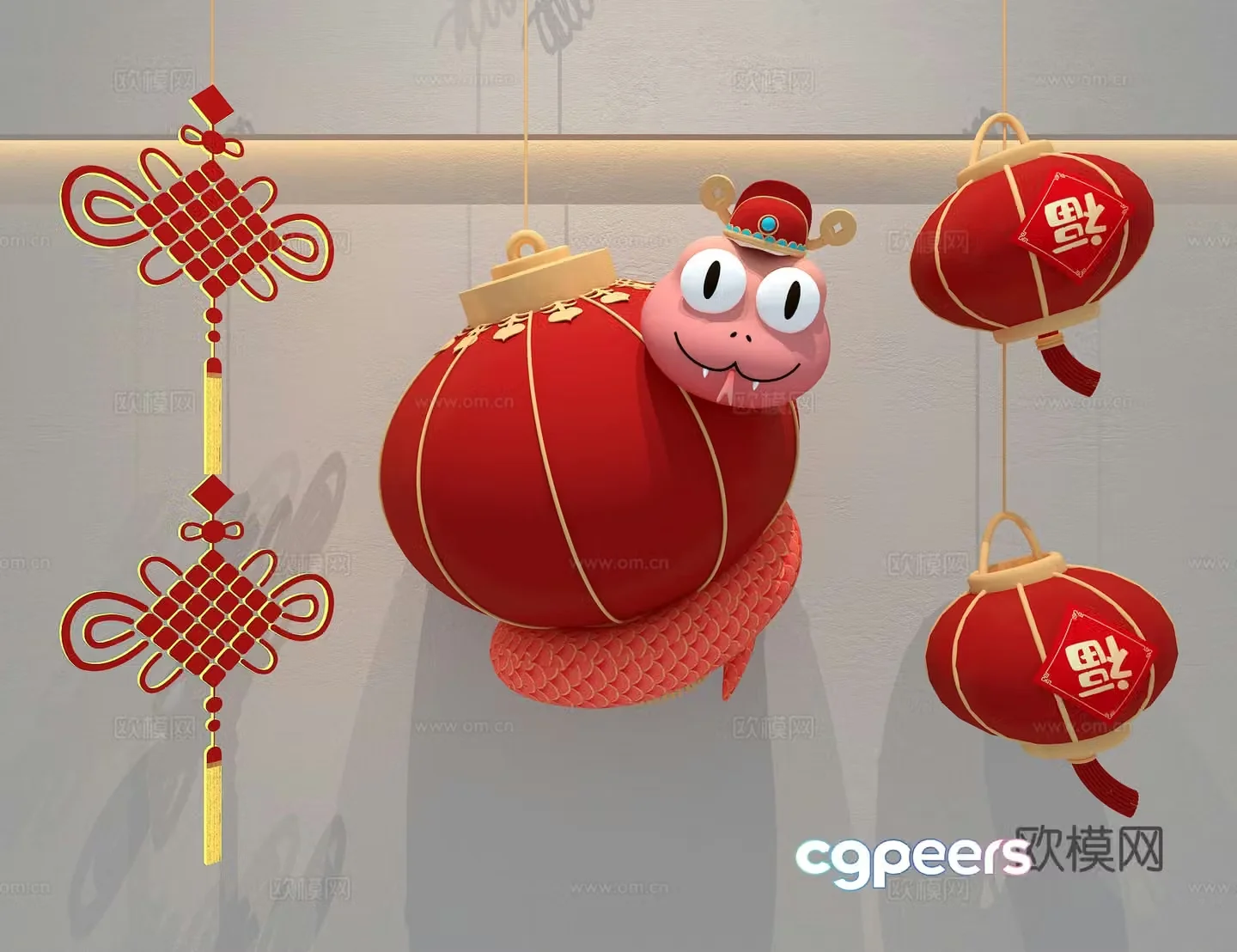 Chinese Year of the Snake lantern 3d model