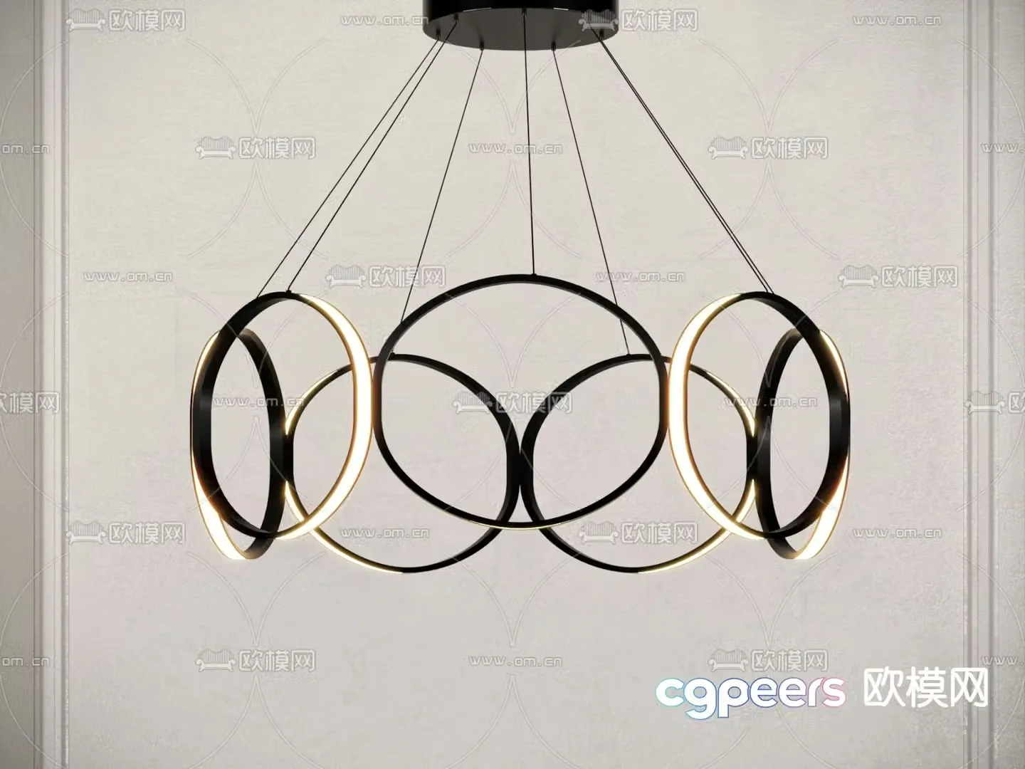 Ring Chandelier Crane Lamp 3D Model