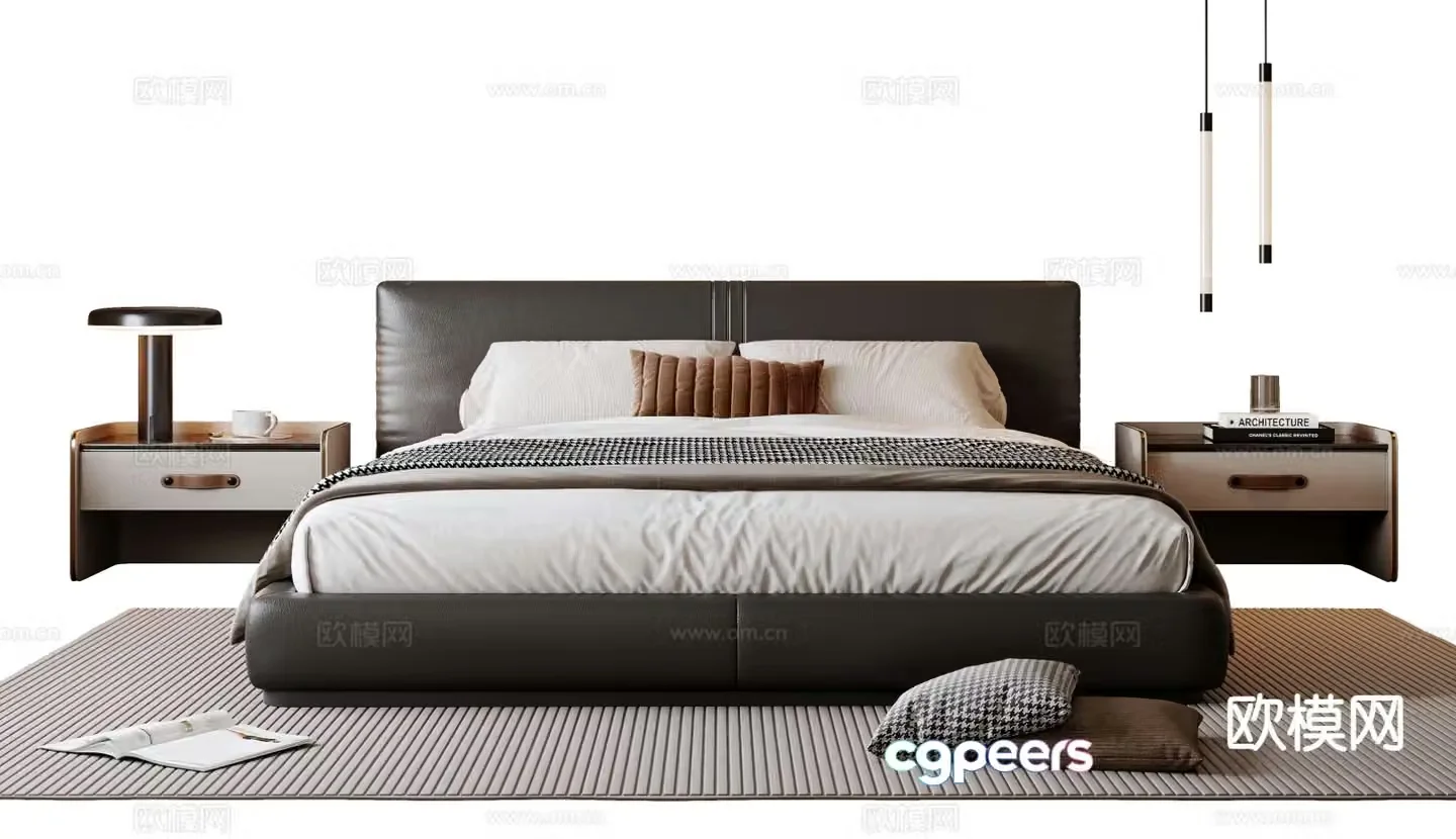 Modern double bed 3d model