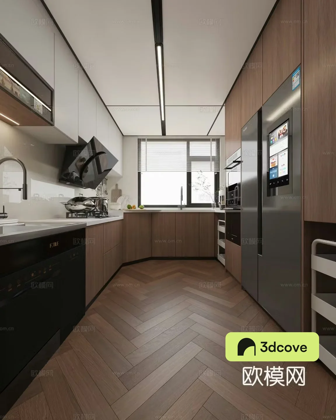 Middle style kitchen complete set of kitchen appliances kitchen basket 3D model