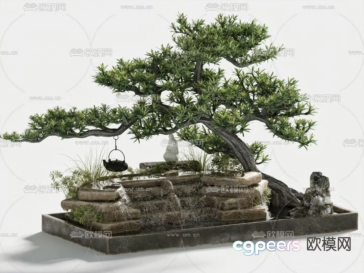Modern rockery waterscape 3D model