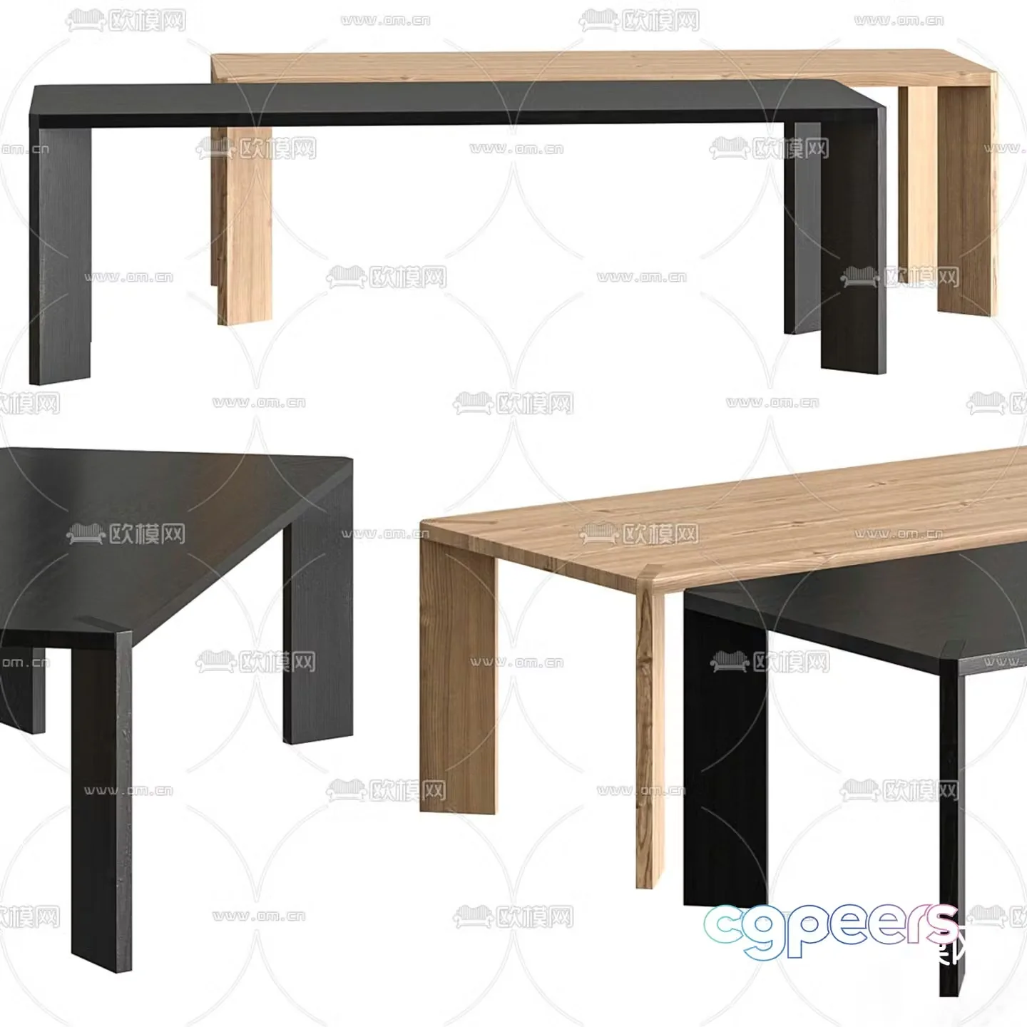 Long dining table 3d model