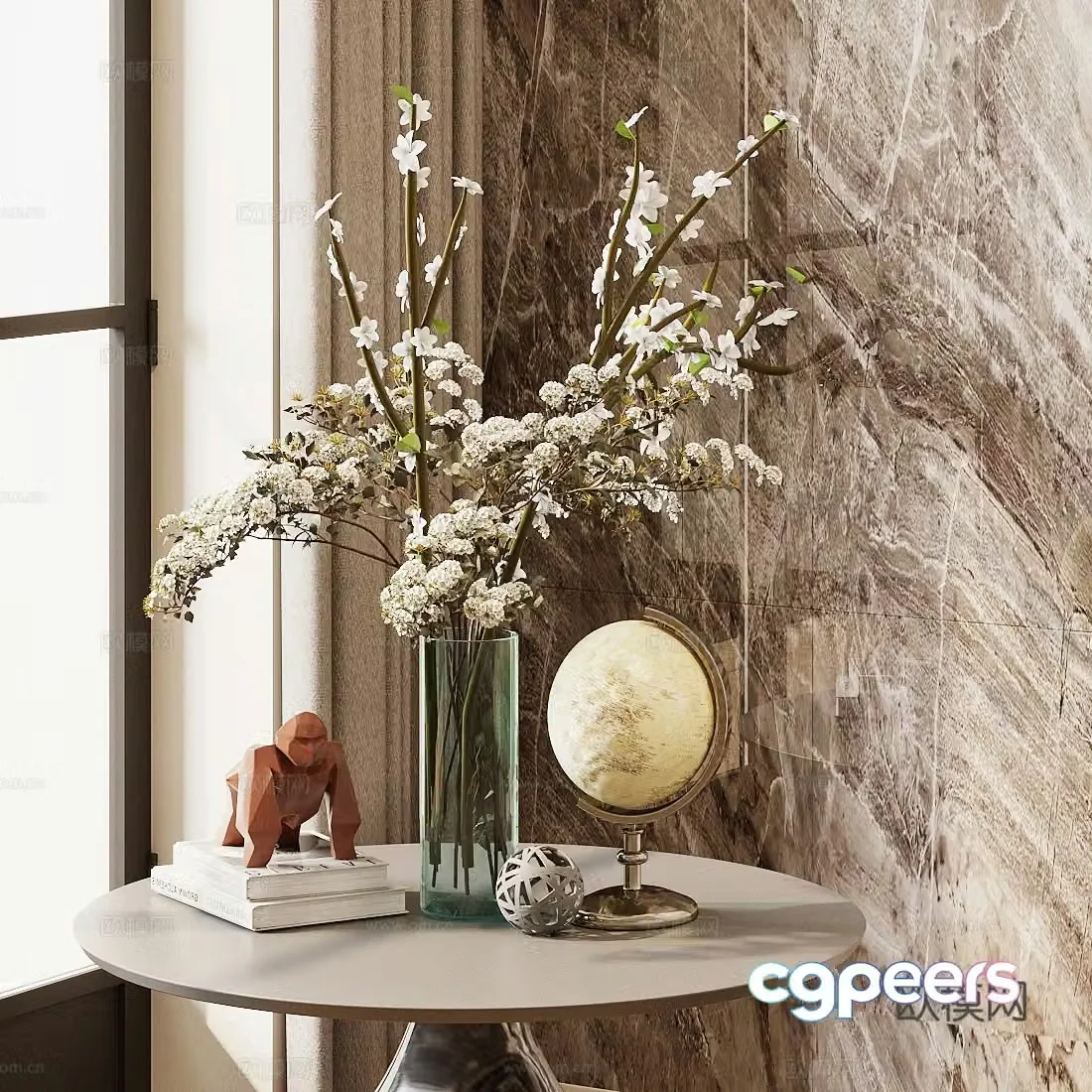 Modern flower art Indoor landscape flower art Living room dining table vase ornaments Hotel lobby flower art ornaments 3D model