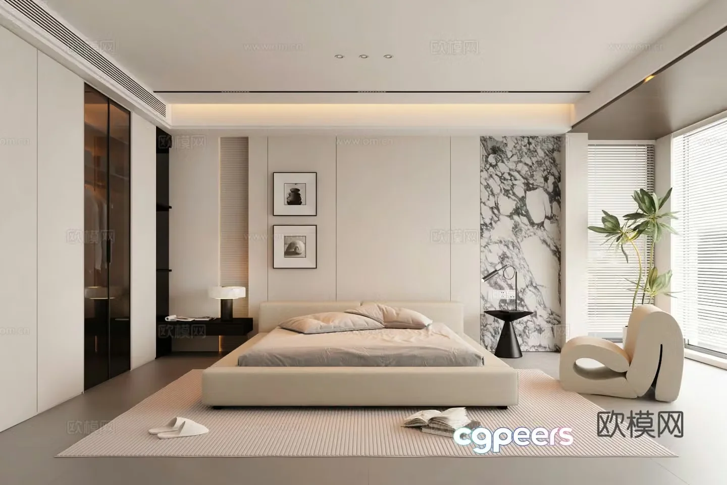 Modern bedroom master bedroom 3d model