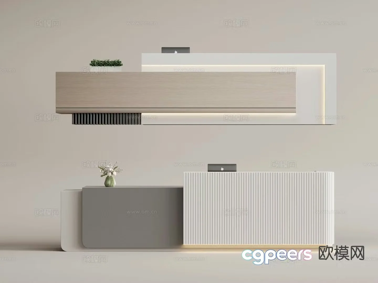 Modern company front desk service desk reception desk 3d model